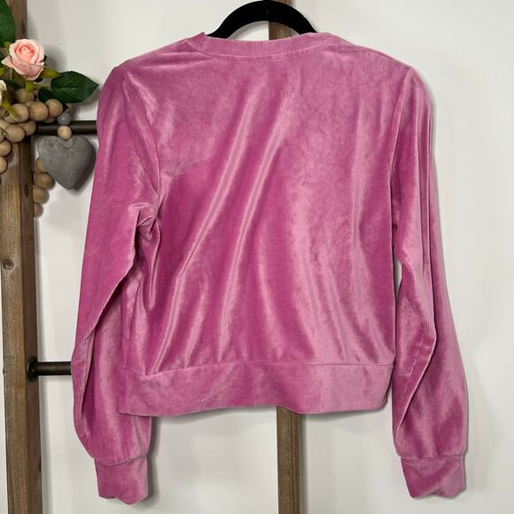 Juicy Couture Sleep Pink Jeweled Velour Sweatshirt Size Medium - Picture 4 of 6